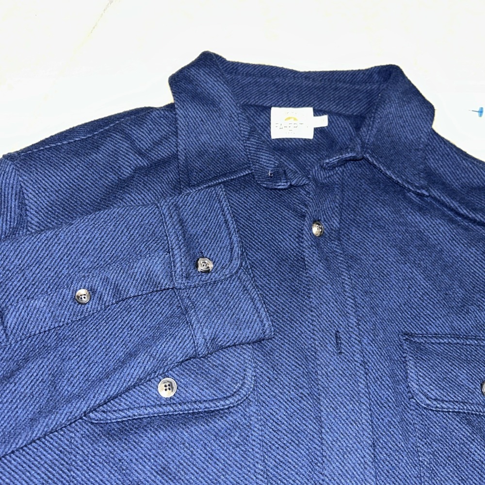 Faherty Legend Sweater Shirt Mens XL Blue Navy Twill Button Up Long Sleeve